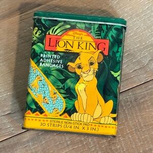 Vtg Disney The Lion King Collectible Simba Box Tin Printed Bandages EMPTY BOX Q1